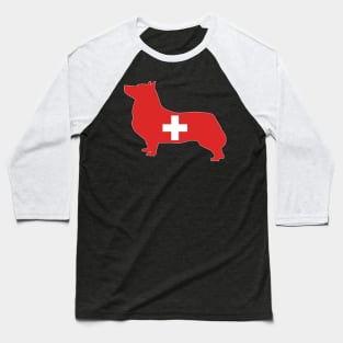 Swedish Vallhund Switzerland Flag Filled Baseball T-Shirt